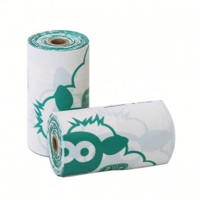 Eco friendli green compostable poop bags for pet dogs usage