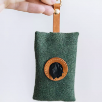 China Supplier Custom Cheap Faux Leather Felt Morden Pet Dog Poop Bag Holder Dispenser Pouch For Travel Walking